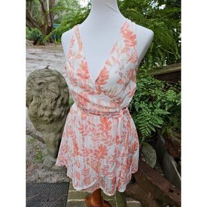 Morrisday The Label FLUTTER DRESS Ruffle Accordion Pleat Fit & Flare CORAL Sz XS